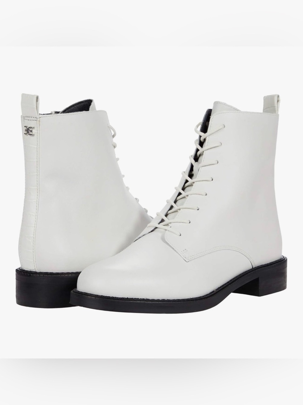 Sam Edelman Pure White Lace-Up Nina Combat Boots